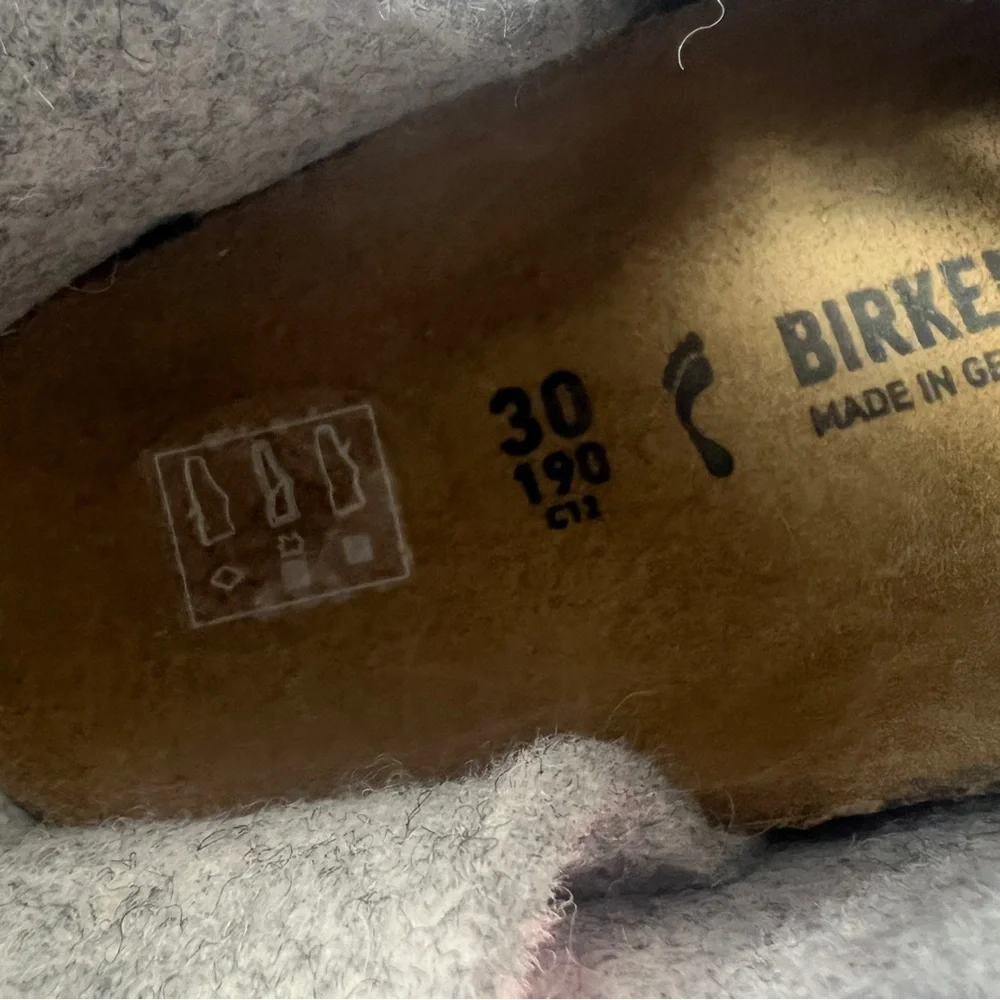 Birkenstock Kids Gray Wool Slippers‎